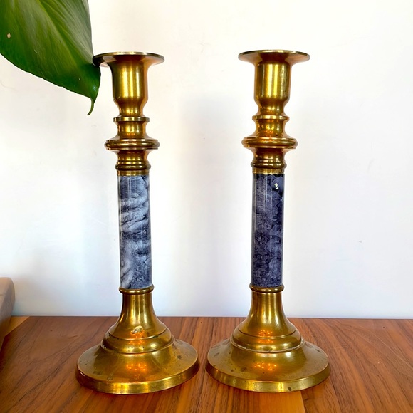 ***SOLD***Vintage Pair Brass Candleholders - Picture 5 of 11